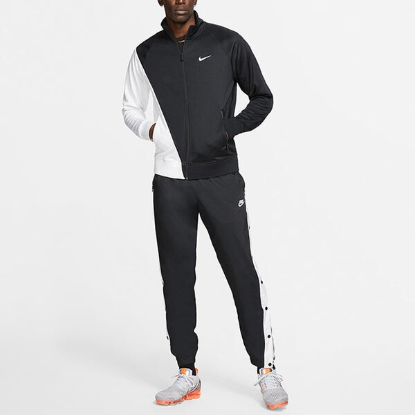 Куртка Nike Logo Colorblock Zipper Sports Jacket Black White Colorblock 'Black White', черный — фото 2