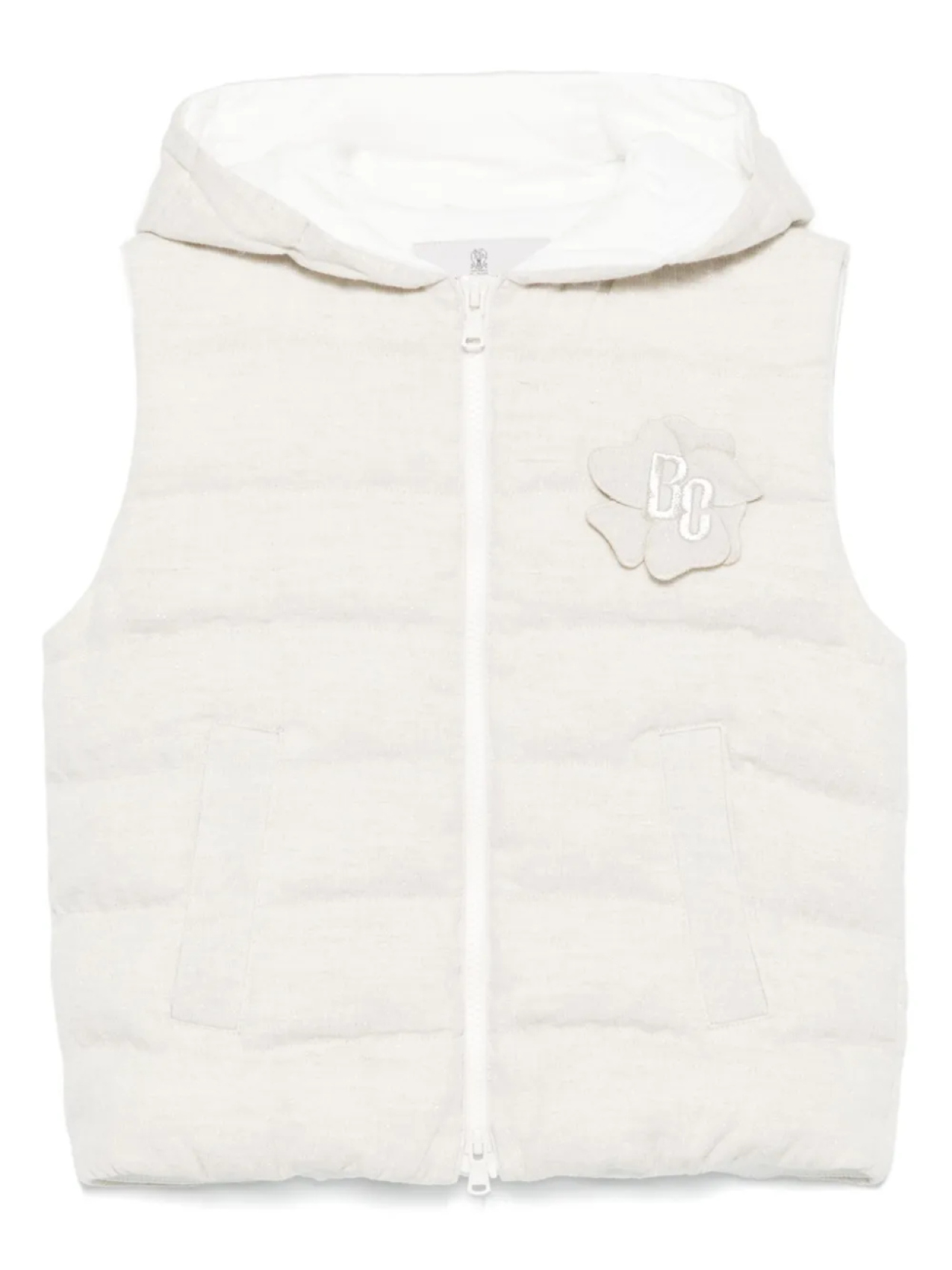 Жилет с вышитым логотипом Brunello Cucinelli Kids, нейтральный