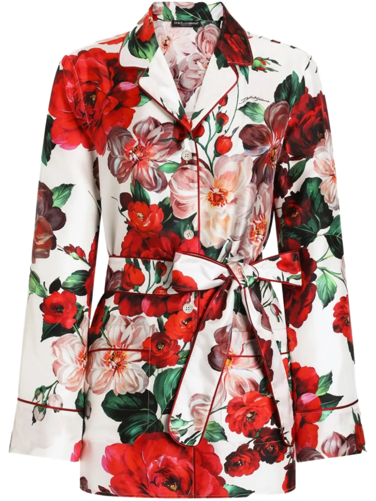 

Рубашка из твила с принтом Dolce & Gabbana Rose, белый