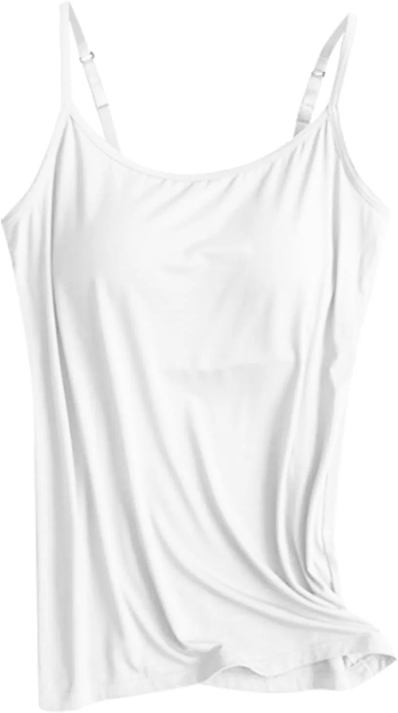 Топ-майка женская с встроенным бюстгальтером, Cotton, D-white — фото 4