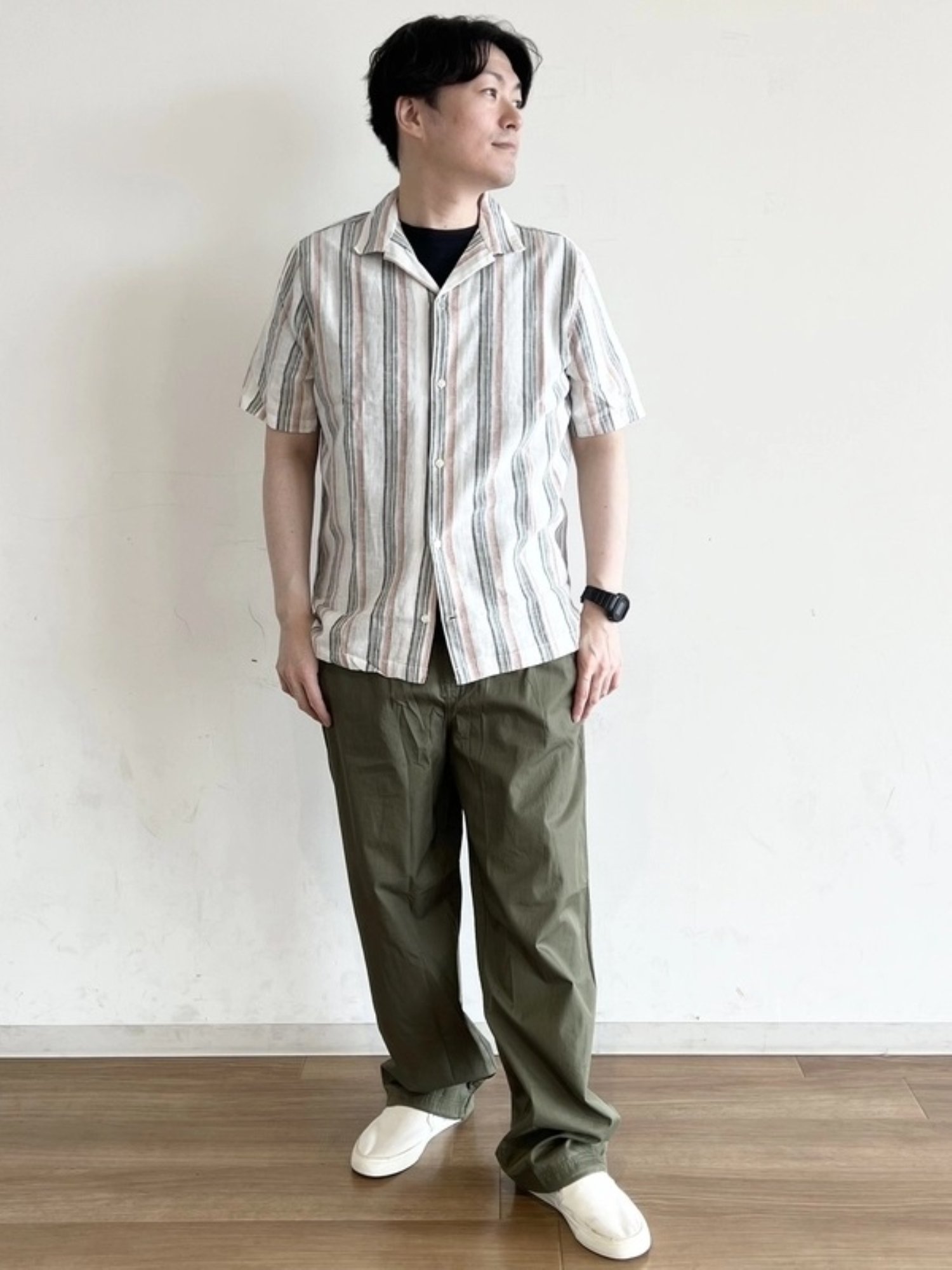 (U) Рубашка стандартного кроя из смеси льна для отдыха GAP, MULTI_STRIPE — фото 4