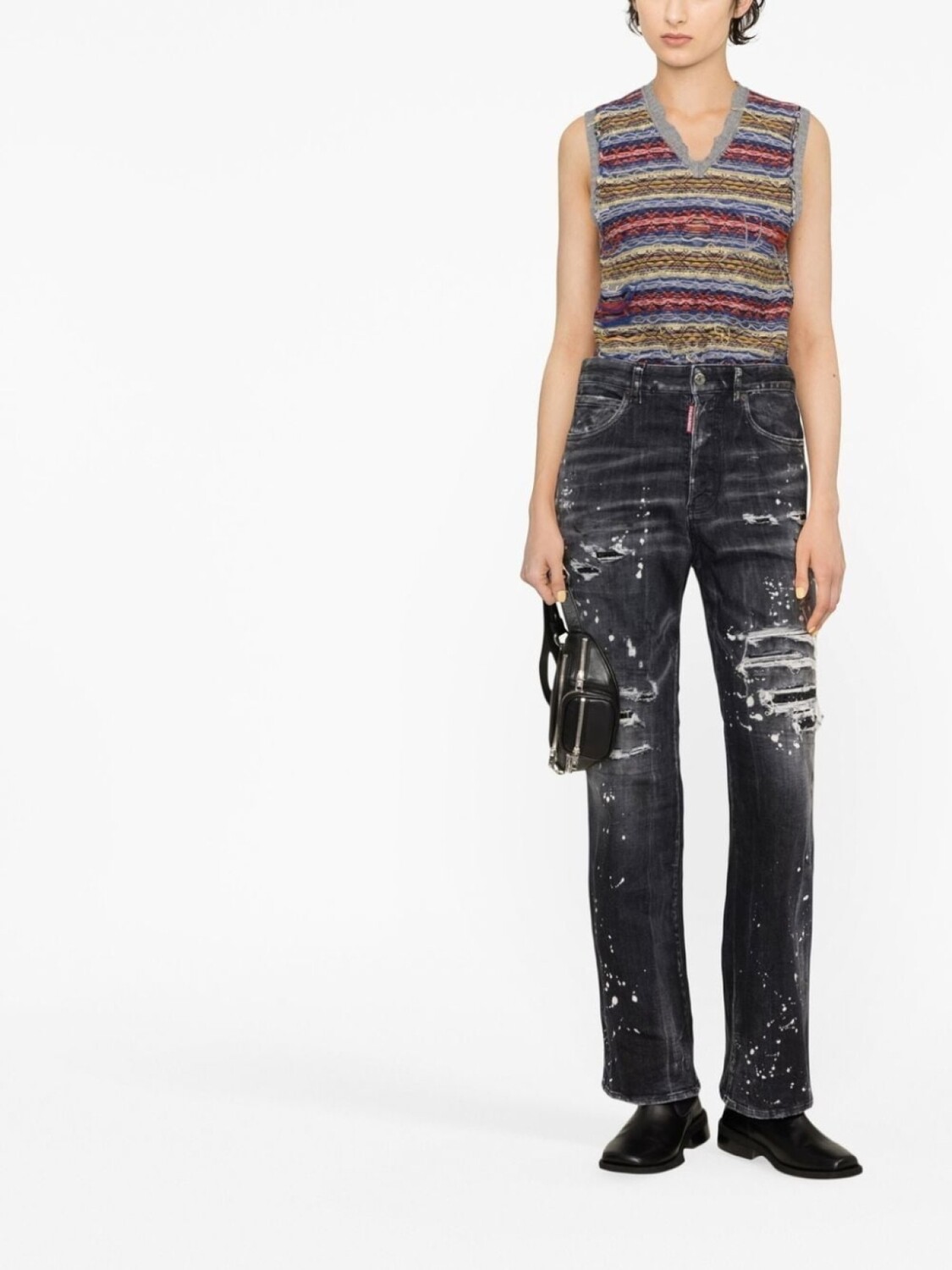 Dsquared2 distressed bootcut jeans, черный — фото 2