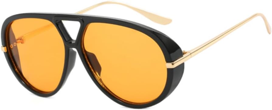 

Солнцезащитные очки-авиаторы ENTHYI большого размера для женщин и мужчин, в стиле 70-х, модные, большие, с надежной защитой, дизайнерские, ретро, ​​женские, Black-yellow