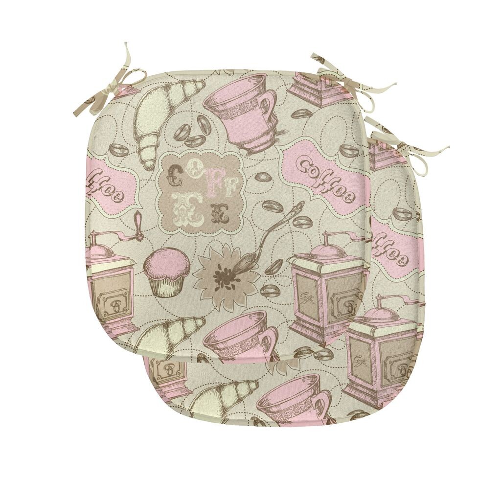 

Подушки на обеденный стул ABAKUHAUS с героями мультфильмов, чайники, чашки, торты, декоративная водонепроницаемая подушка с ремнями для кухонных сидений, 40 см x 40 см — упаковка из 2 шт., серый, светло-розовый и белый