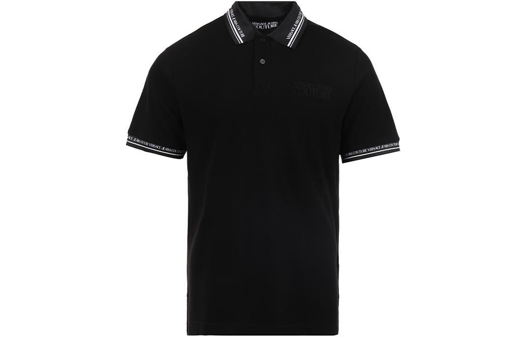 

Поло с коротким рукавом и вышитым логотипом VERSACE JEANS COUTURE, черный