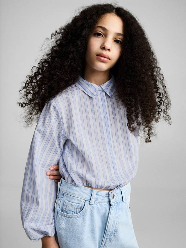 

Детская хлопковая рубашка с завязками в полоску Sandra Mango, Medium Blue