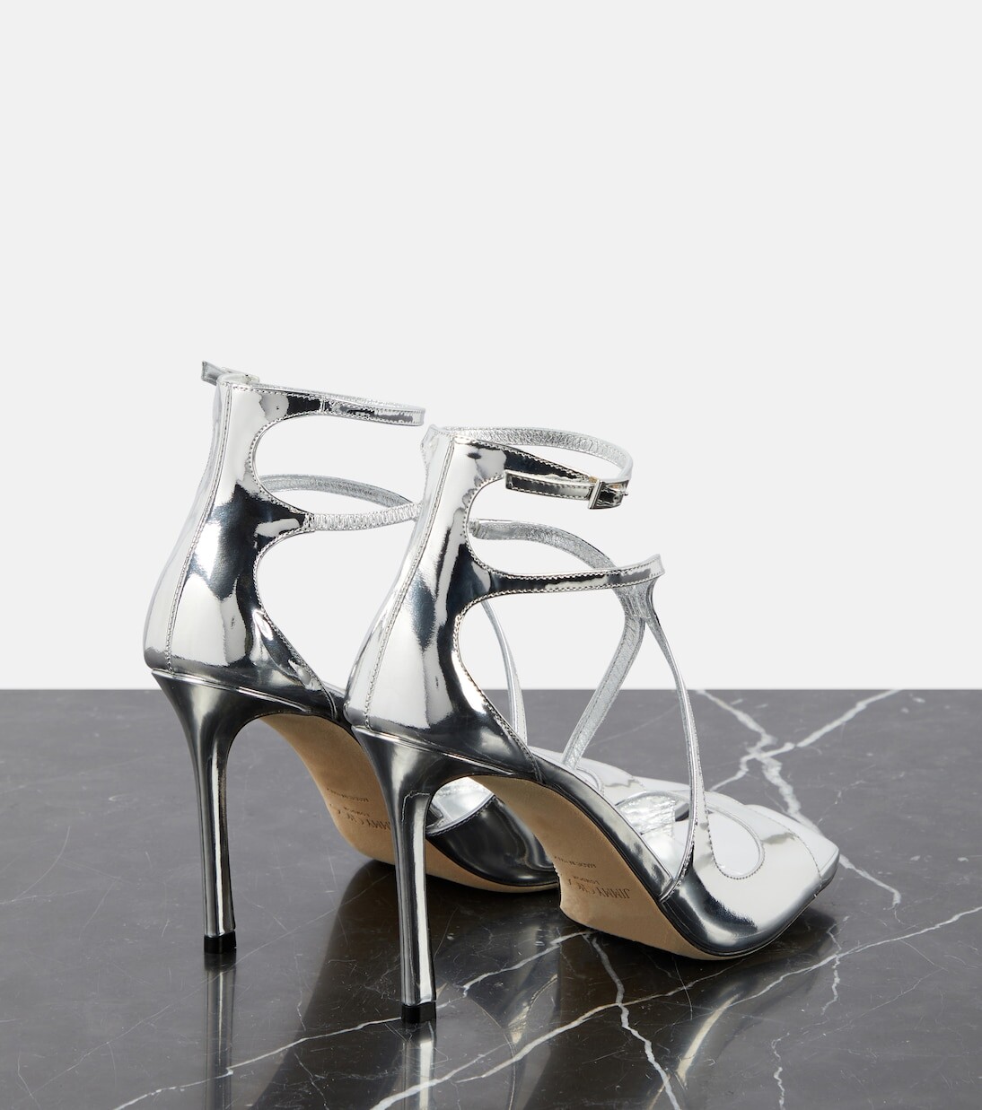 Босоножки azia из кожи с эффектом металлик Jimmy Choo, серебряный — фото 3
