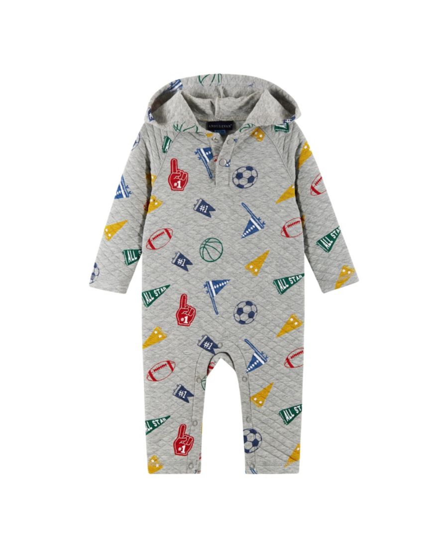 

Детский комбинезон для мальчиков с капюшоном и принтом в стиле университетской формы Andy & Evan, Beige varsity