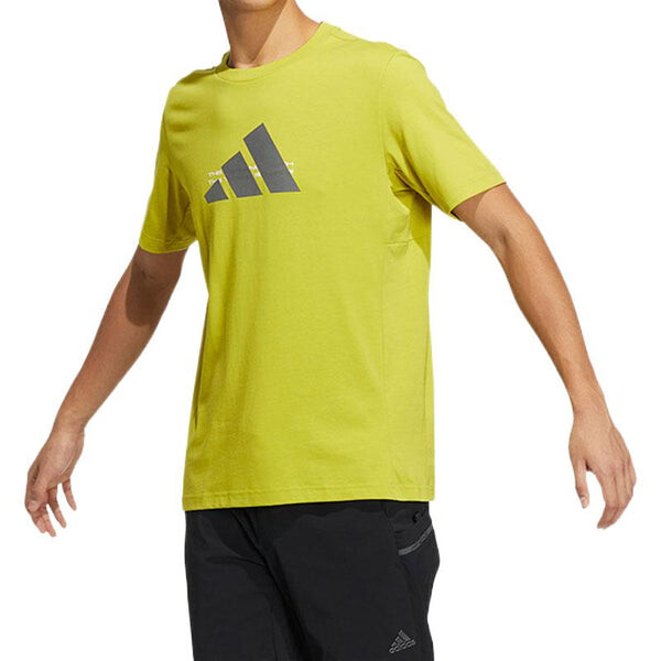 Футболка Men's adidas Alphabet Logo Printing Round Neck Short Sleeve Yellow T-Shirt, желтый — фото 3