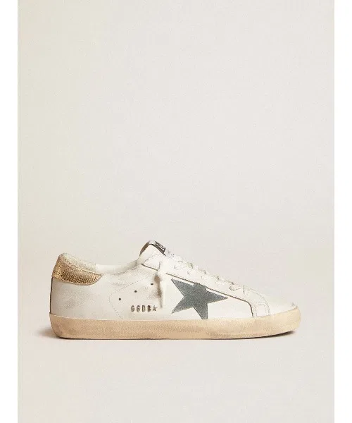 Мужские кроссовки Golden Goose Super-Star из кожи и замши серебристые — фото 2