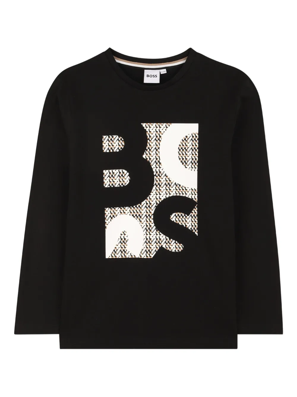 

Футболка с длинным рукавом и графическим принтом BOSS Kidswear, черный