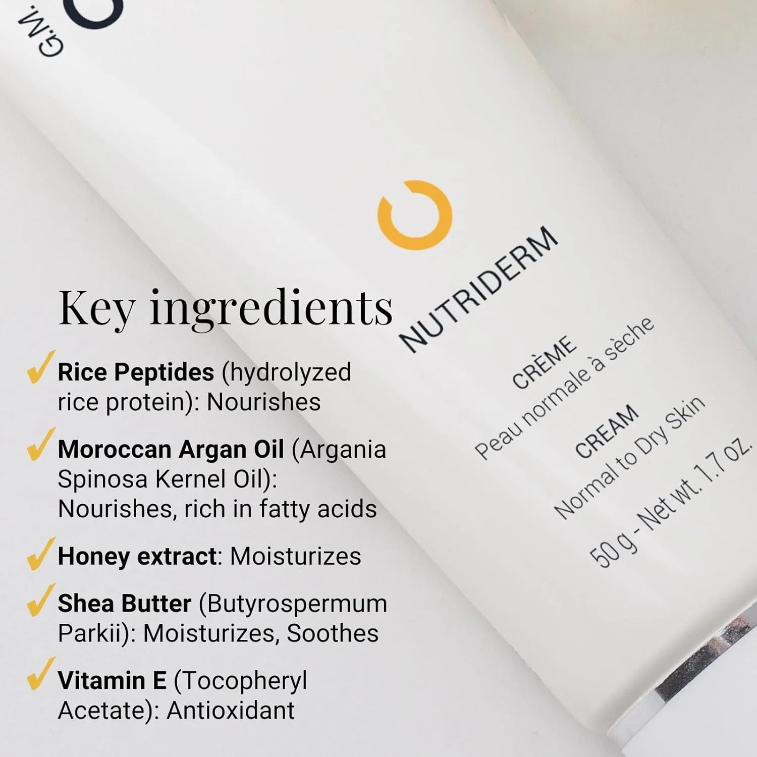 Крем GM COLLIN Nutriderm | Питательный ежедневный крем для лица для сухой кожи | Увлажняющий уход за кожей с рисовыми пептидами и марокканским аргановым маслом — фото 3