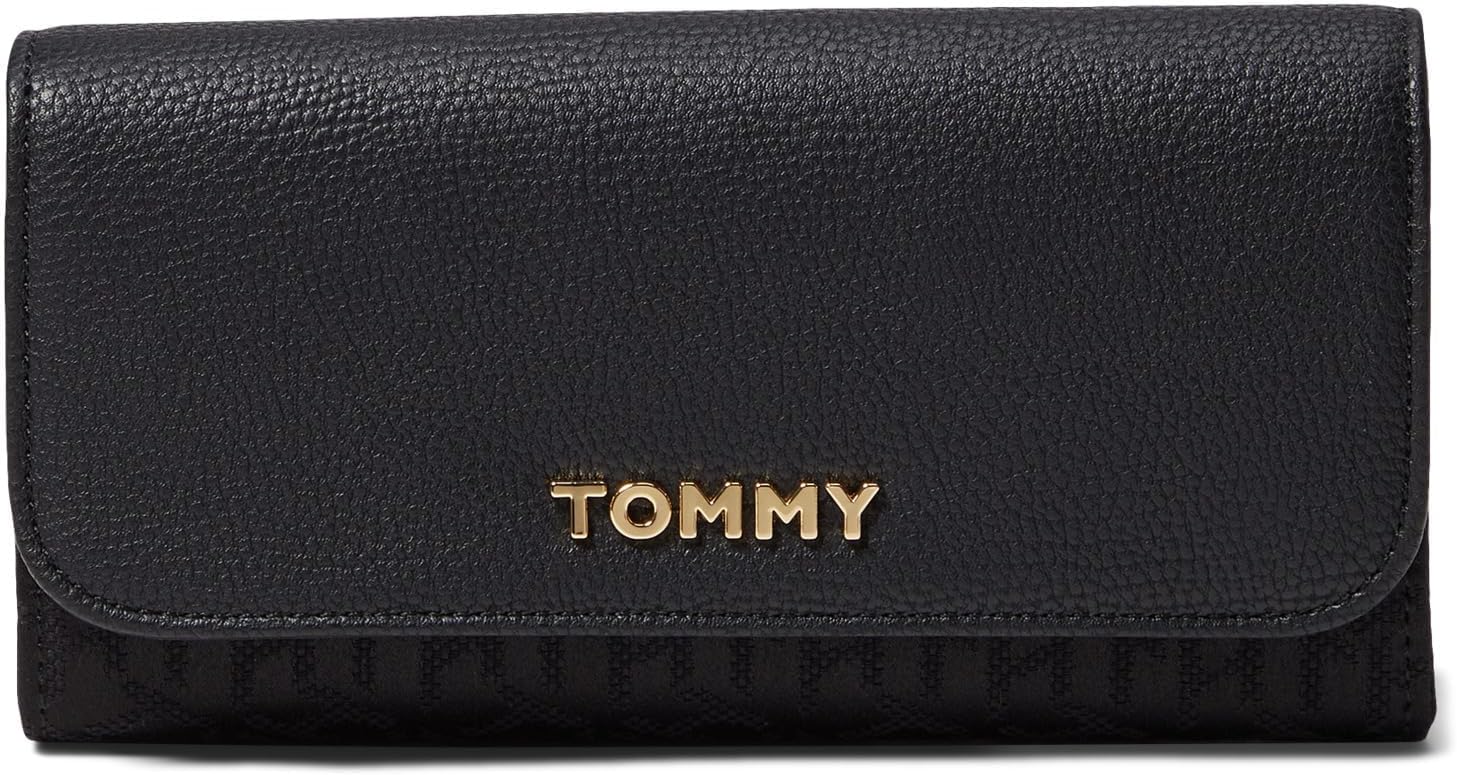 

Женский кошелек Tommy Hilfiger Melissa II Flap Continental, черный, очень маленький, Black Tonal