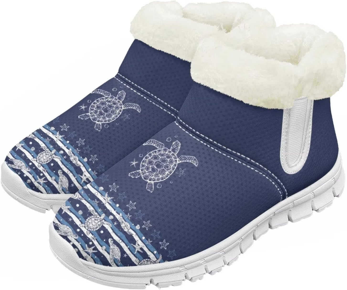 

Pzuqiu Детские зимние сапоги с теплой меховой подкладкой, с милым принтом для мальчиков и девочек, малышей, детей постарше и старших, для прогулок на улице, с белой подошвой