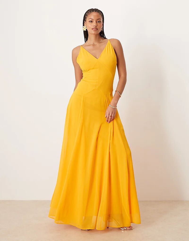 

Платье макси ASOS DESIGN Tall с бретельками-ками и декоративными швами оранжевого цвета Asos Tall