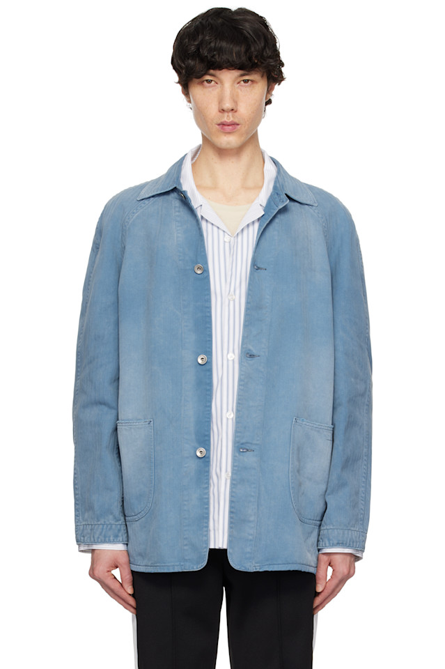 

Потертая джинсовая куртка в стиле кабан Maison Margiela, синий