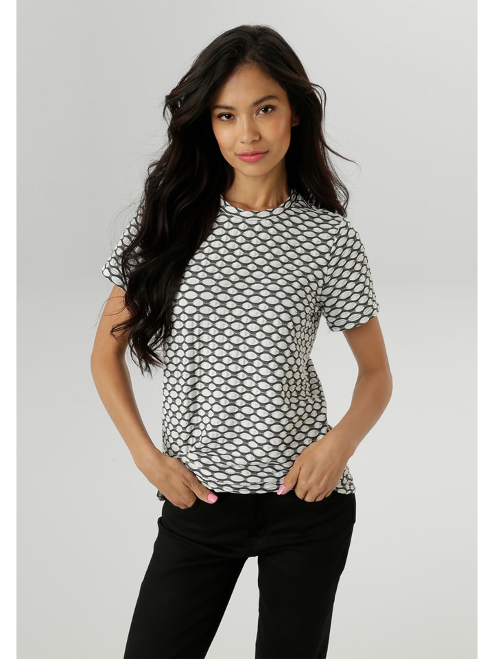 

Aniston Футболка антрацитово-белого цвета, Белый, Aniston Футболка антрацитово-белого цвета