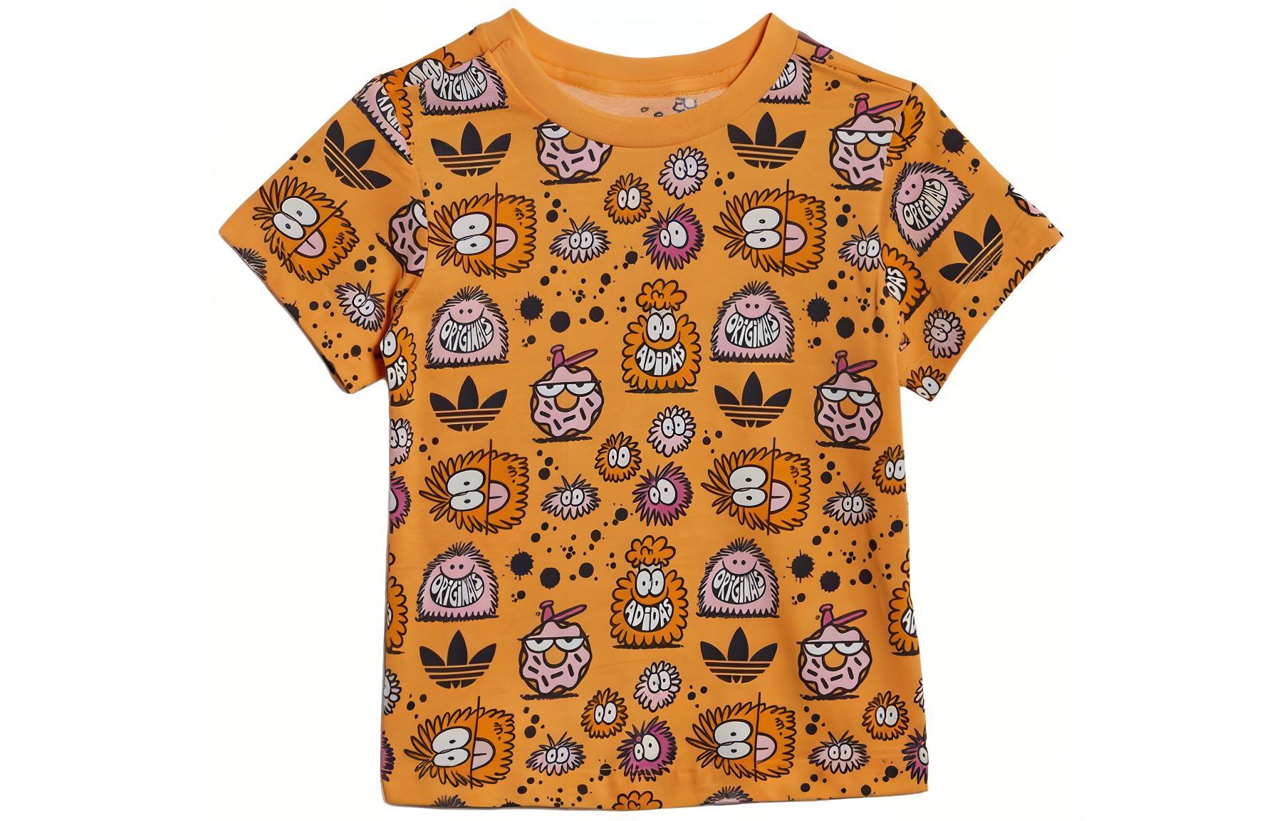 Футболка оранжево-желтая для малышей Adidas Originals — фото 2