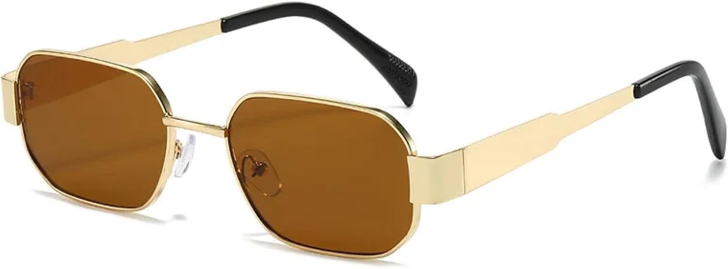 

Солнцезащитные очки с защитой UV400 | Для женщин и мужчин, маленькая оправа | Линзы конфетных цветов для занятий спортом на открытом воздухе и вождения DSVIGF, Gold-brown.