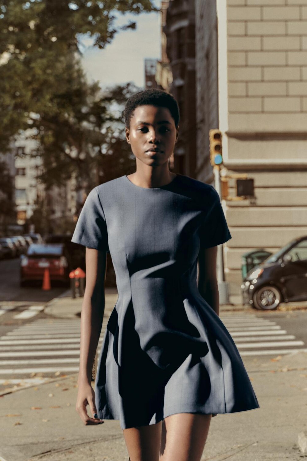 

Платье godet коллекция zw ZARA, синий