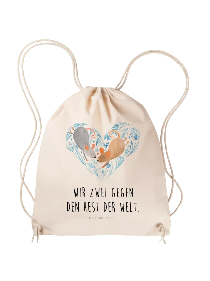 

Спортивная сумка Mr & Mrs Panda Sportbeutel Mäuse Herz, кремовый