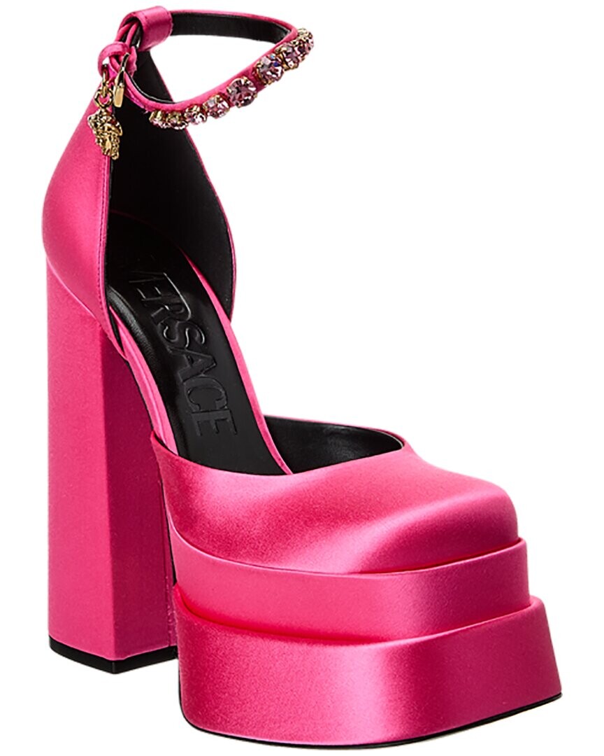 Versace Атласные туфли на платформе Medusa, розовый — фото 2