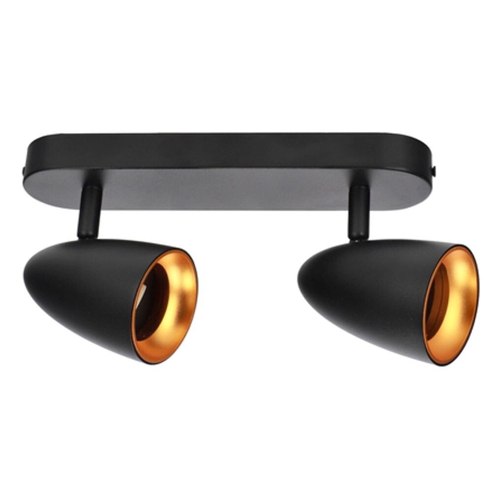 

OVO 2 Black Gold двойной точечный потолочный светильник, лента, IP20, 2xGU10, черный, золотое кольцо EDO777239 EDO