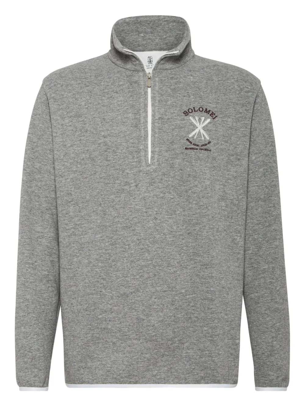 

Толстовка с воротником на молнии и вышивкой Brunello Cucinelli, серый