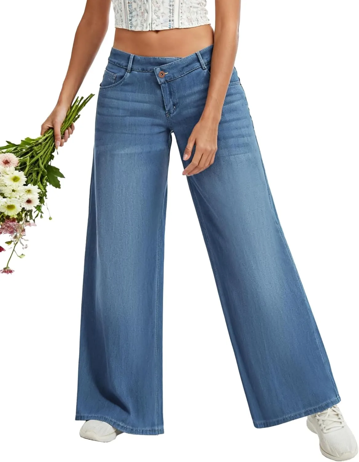 

Женские джинсы low rise с широкими штанинами, прямые и свободные Flvsun