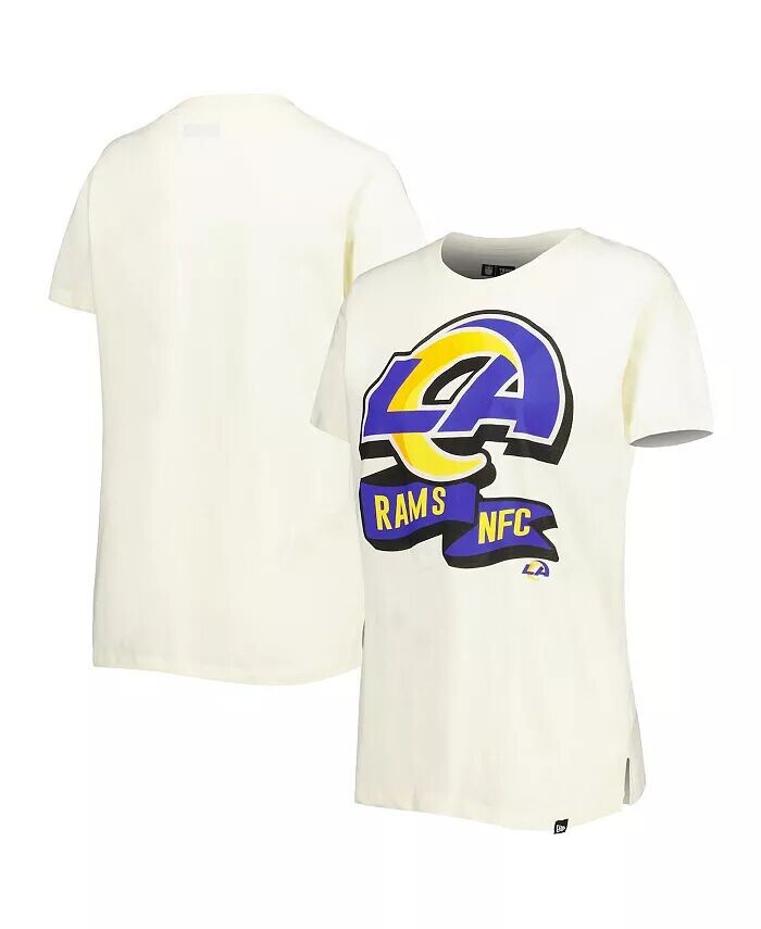 

Женская кремовая футболка Los Angeles Rams Chrome с боковой линией New Era