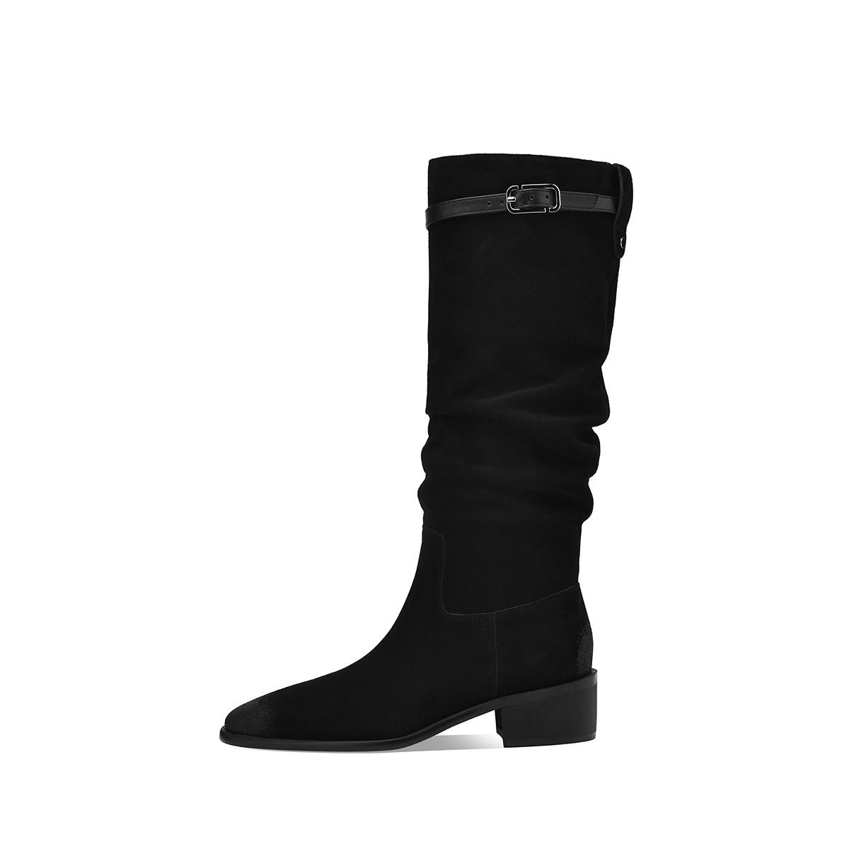 Rosa Bianca Высокие сапоги на каблуке 5 см женские черные с кожаной стелькой, цвет Black (Cow Leather Insole)