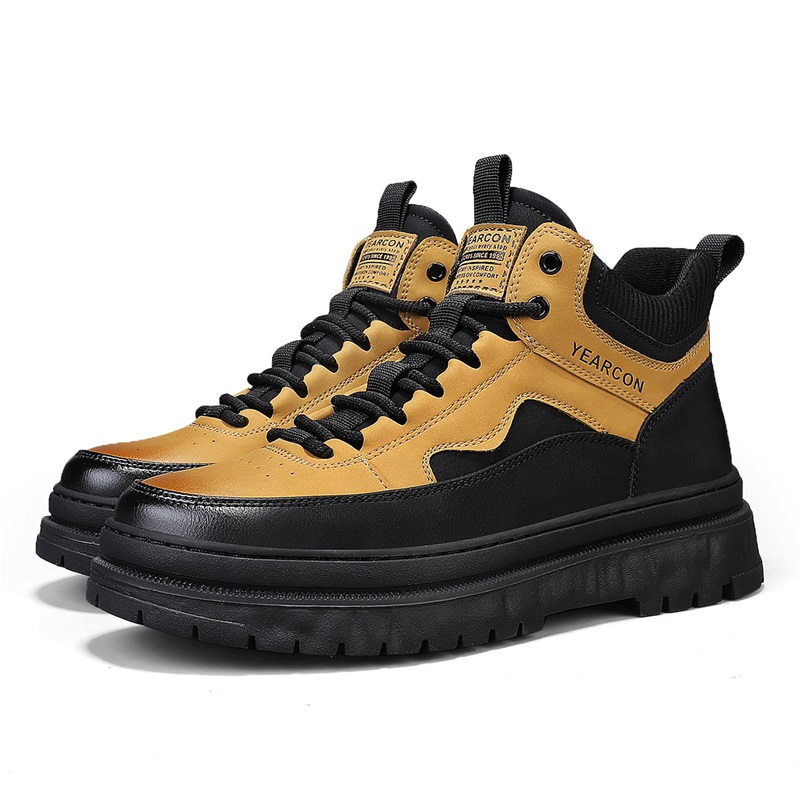 YEARCON Мужские ботинки Martin - черно-коричневые с желтым, цвет Black/Brown Yellow — фото 2