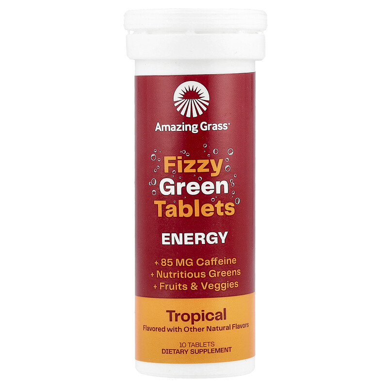 

Amazing Grass, Fizzy Green Tablets, Energy, тропические фрукты, 10 таблеток