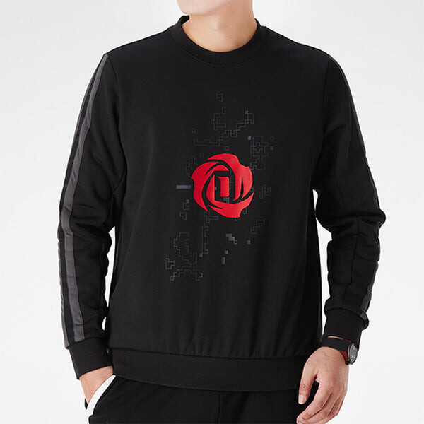 Толстовка adidas Rose Crew Printing Fleece Lined Stay Warm Sports Round Neck Pullover Black, черный — фото 3
