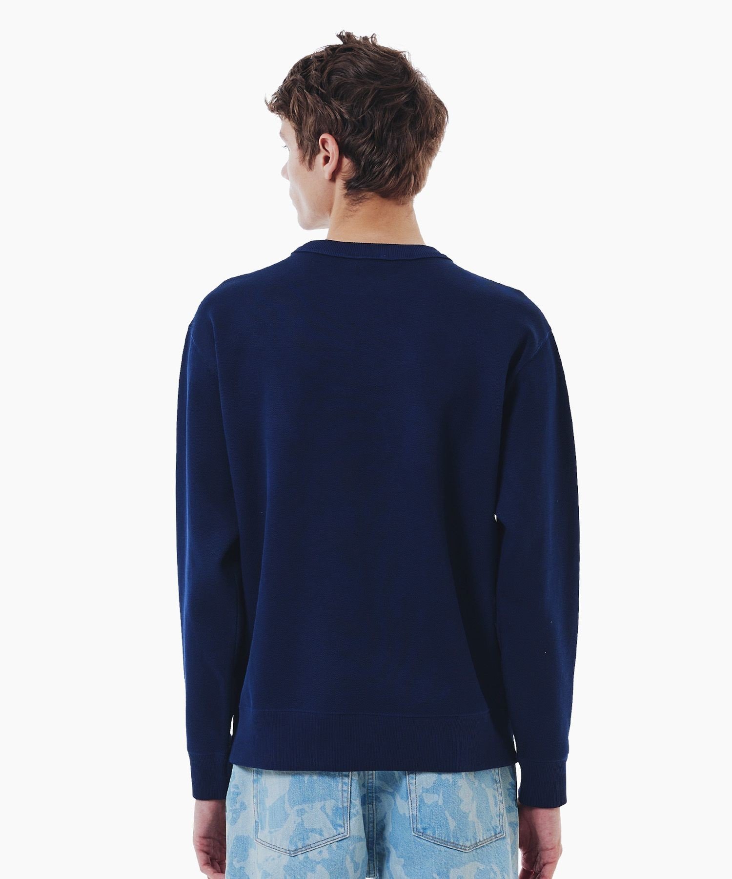 Однотонная толстовка из пике с круглым вырезом LACOSTE, Dark Navy — фото 3