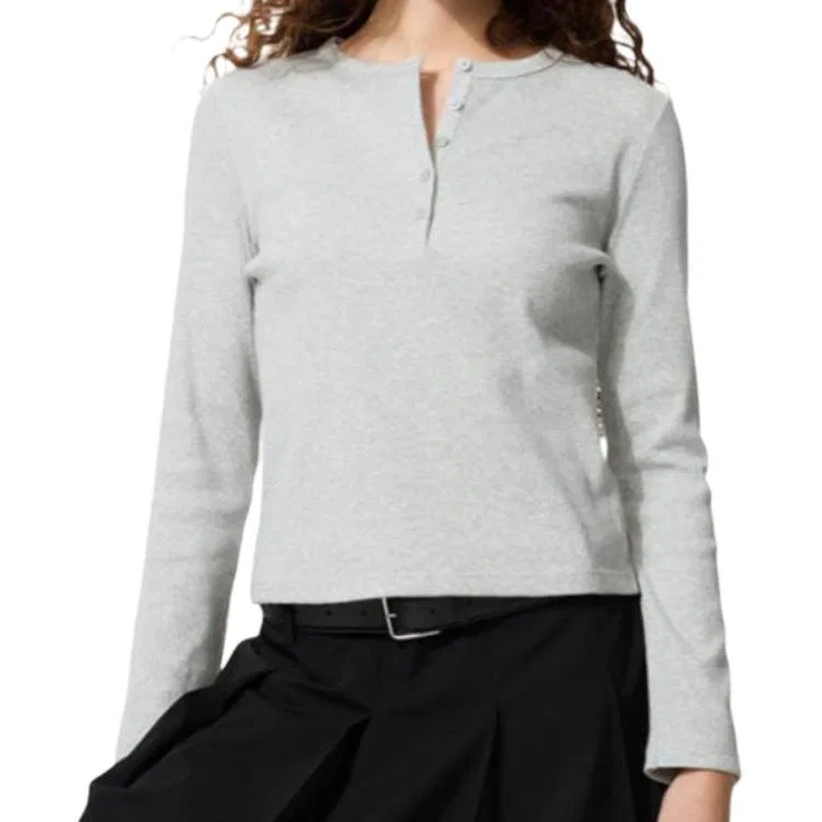 Футболка женская Light Gray Henry Collar UNIQLO