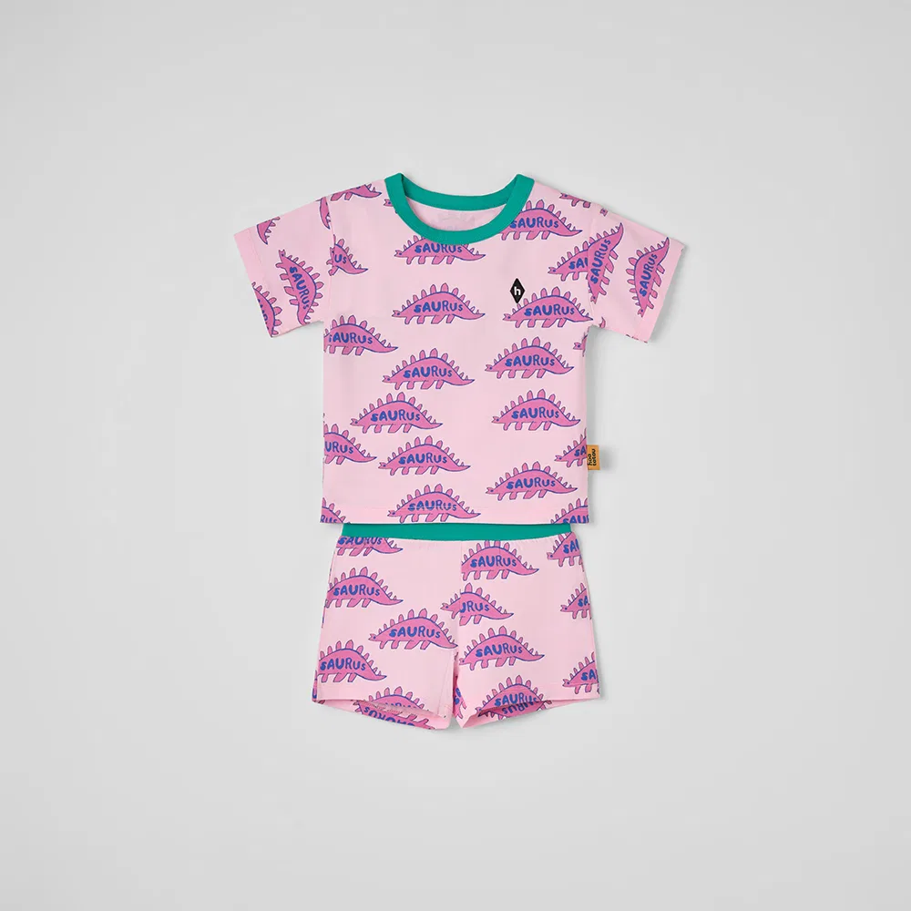 Детский домашний комплект с коротким рукавом Pink Stego из модала от Hoatatau — фото 3