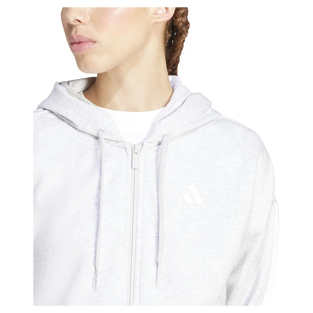 Толстовка adidas Essentials 3 Stripes Fleece full zip, белый — фото 4