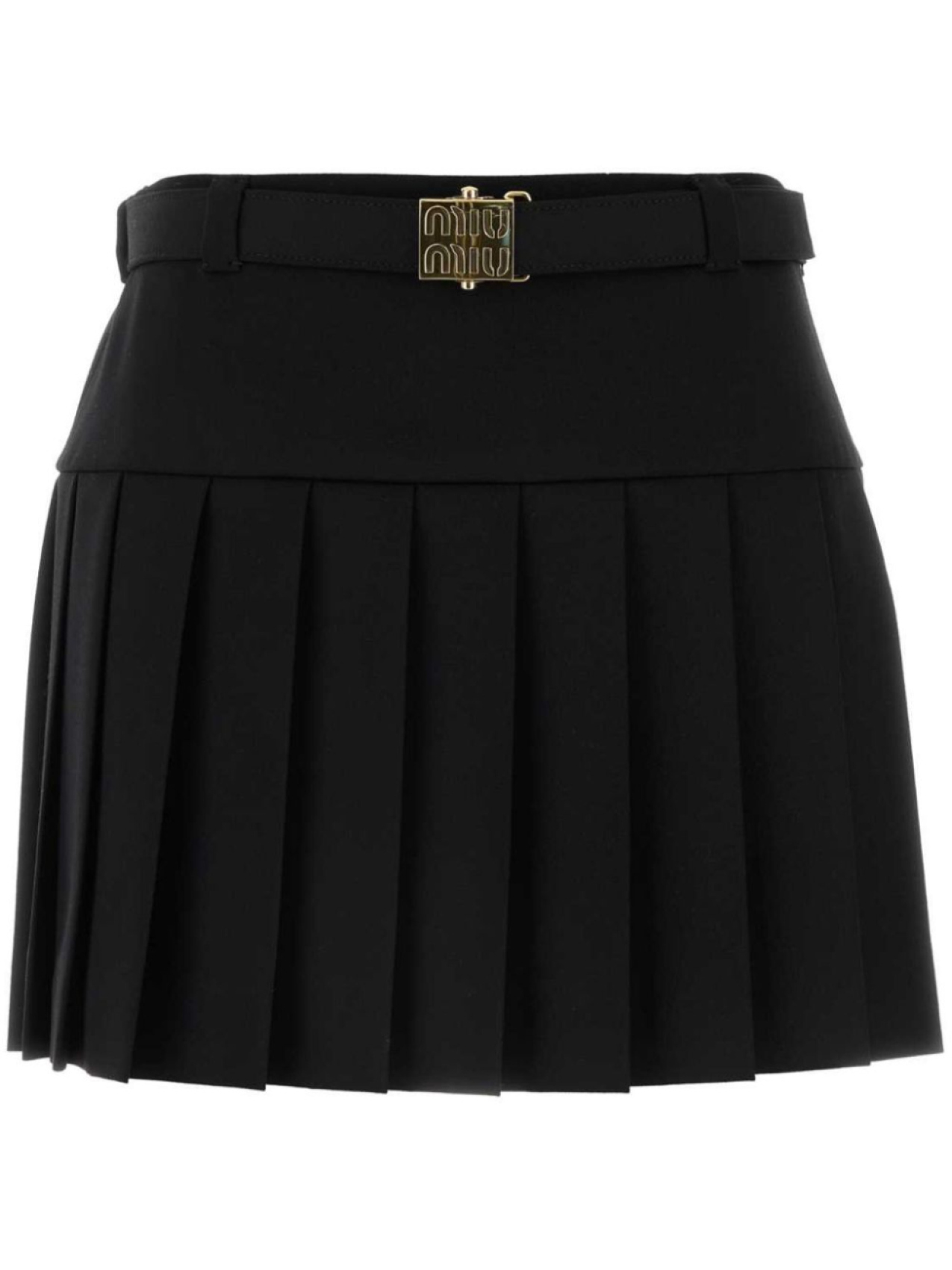 

Шерстяная юбка мини Miu Miu, черный