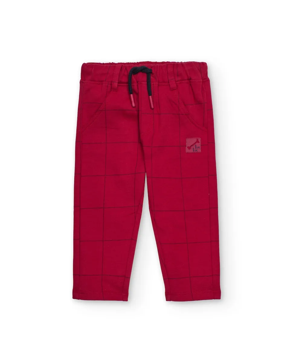 

Детские брюки красного цвета с клетчатым принтом Tuc tuc
