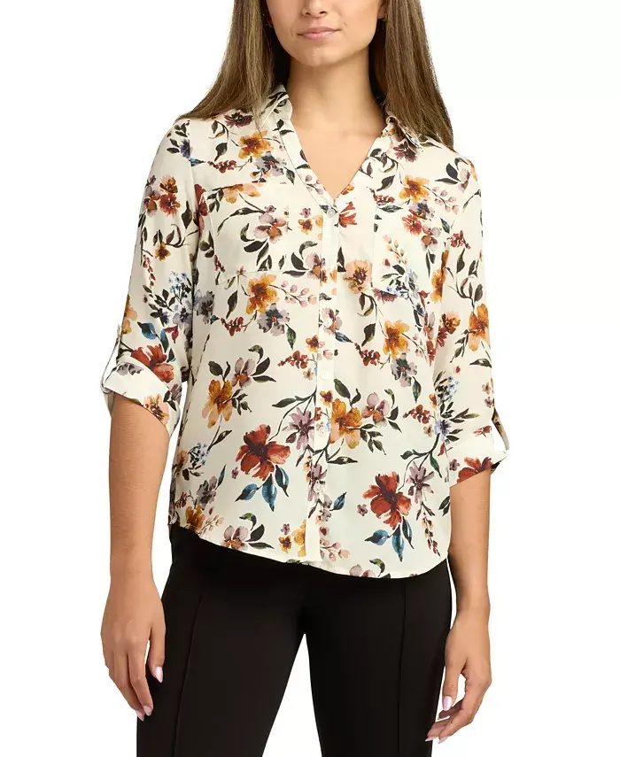 

Топ с принтом и воротником-кареткой, рукава 3/4 для юниоров BCX