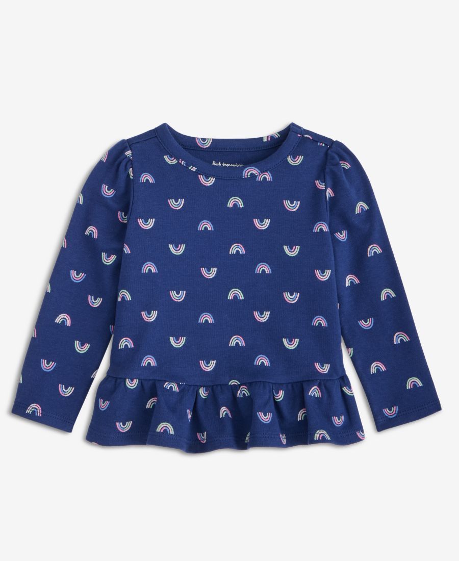 

Детская хлопковая футболка с длинными рукавами для девочек с радужным принтом First Impressions, Navy Sea, Синий, Детская хлопковая футболка с длинными рукавами для девочек с радужным принтом First Impressions, Navy Sea