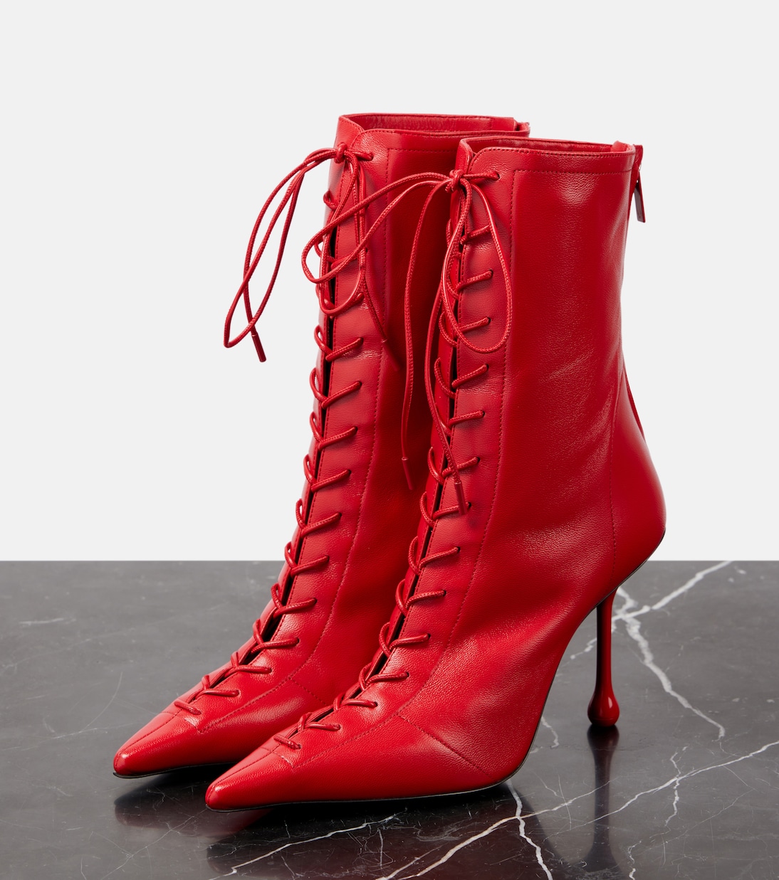 Кожаные ботинки на шнуровке Scarlett 95 Jimmy Choo, Postbox Red — фото 4