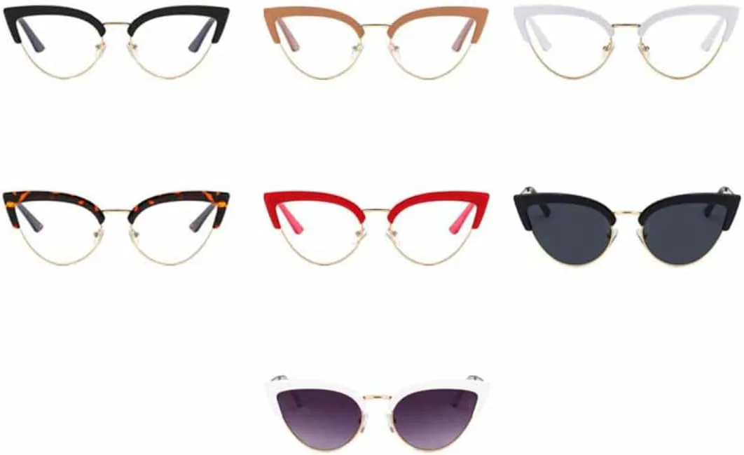 

Солнцезащитные очки с защитой UV400 | «Кошачий глаз» в толстой оправе | для женщин и мужчин, для занятий спортом на открытом воздухе и вождения DSVIGF, Black Clear