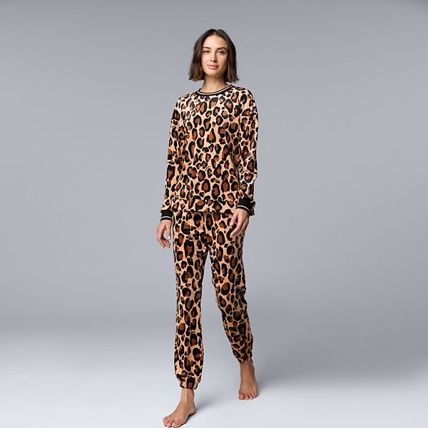 

Женский комплект пижамы с длинным рукавом и джоггерами Simply Vera Vera Wang, Natural Animal