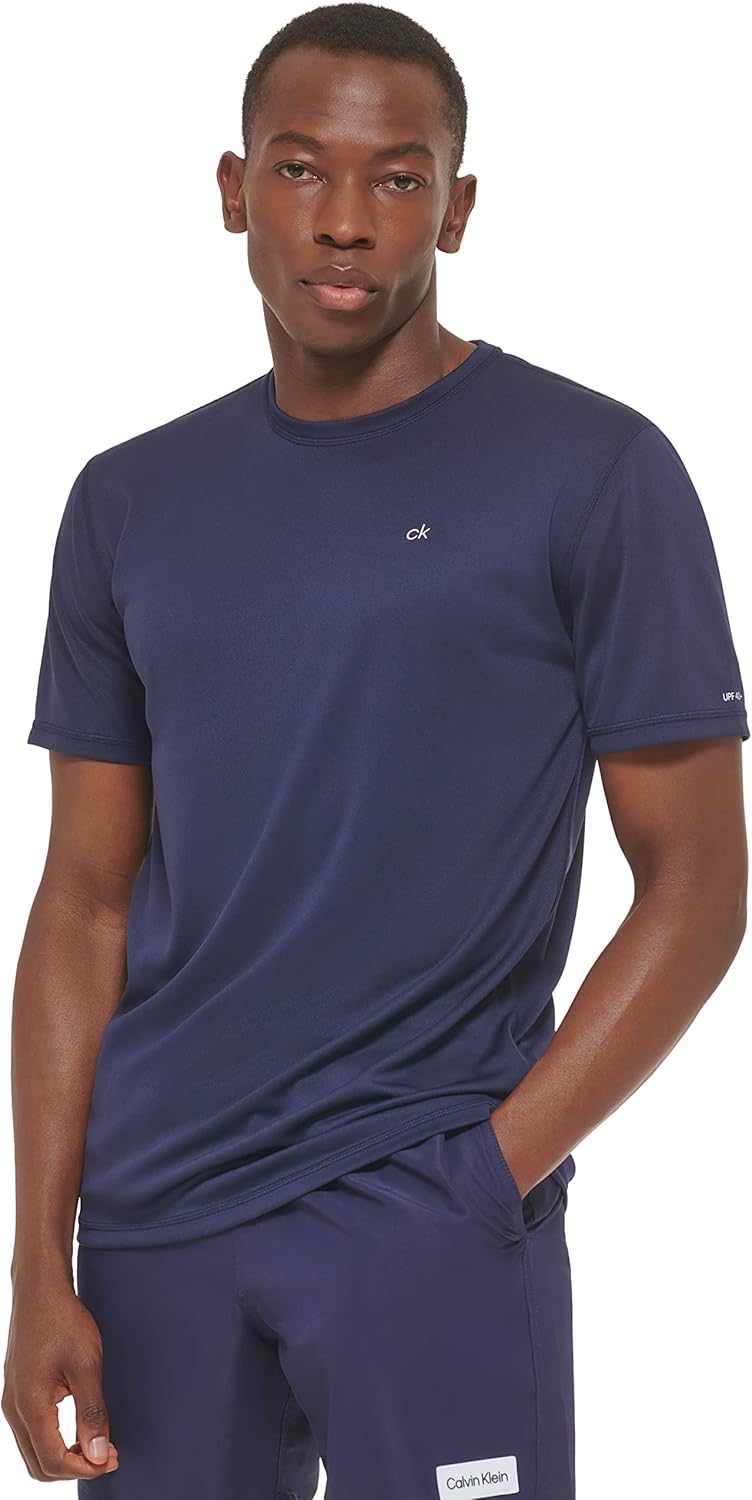 Calvin Klein Mens, легкий, быстросохнущий, с коротким рукавом, защита от ультрафиолетового излучения 40+, Navy — фото 2