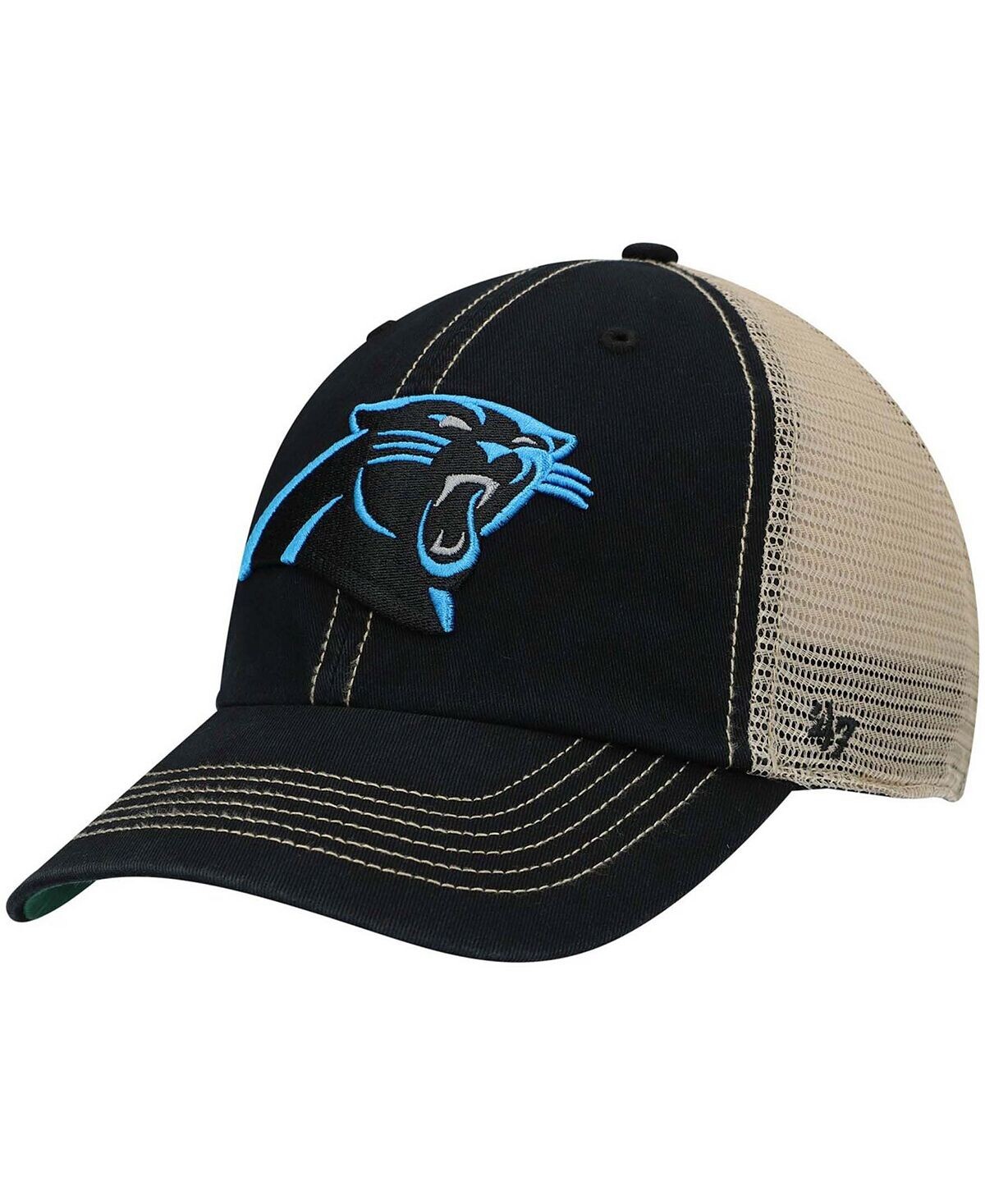 

Мужская черная натуральная кепка Carolina Panthers Trawler Trucker Clean Up Snapback '47 Brand