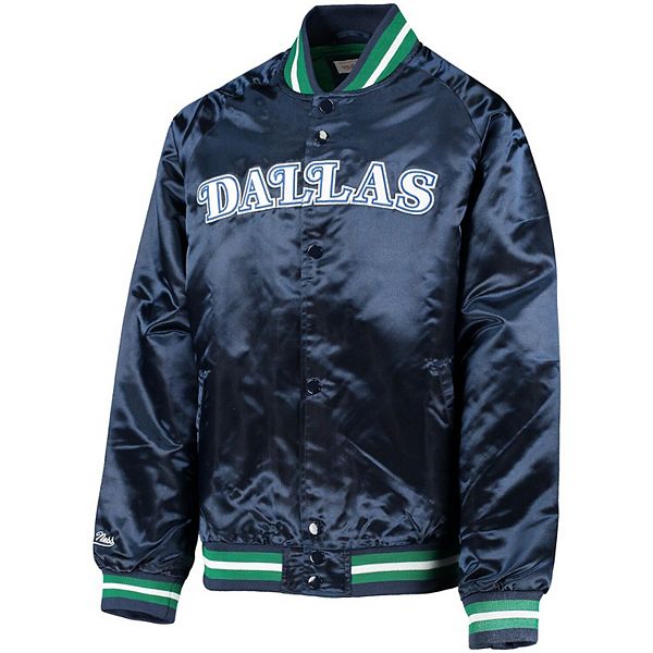 Молодежная куртка Dallas Mavericks Hardwood Classics Satin Raglan Full-Snap цвета navy Mitchell & Ness — фото 3