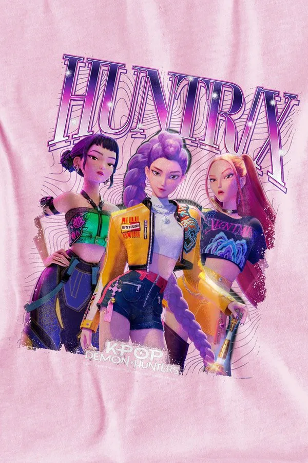 Футболка с бутлег-принтом k-pop demon hunters huntrix Netflix, Pink — фото 3