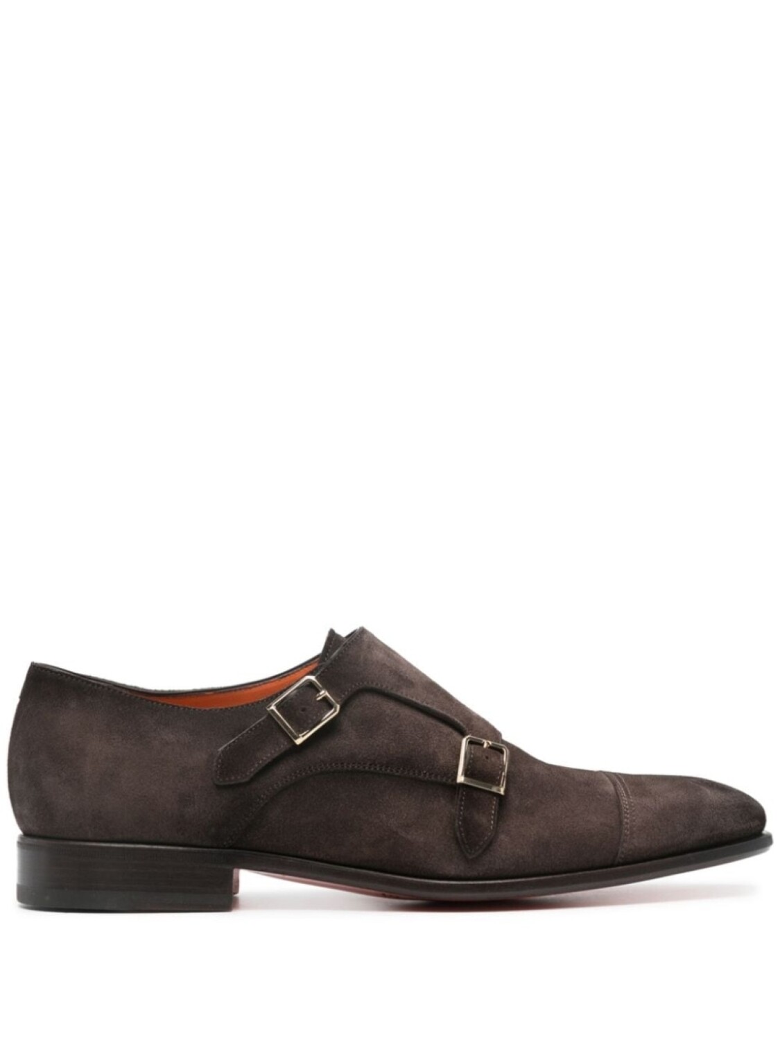

Santoni туфли монки с пряжками, коричневый